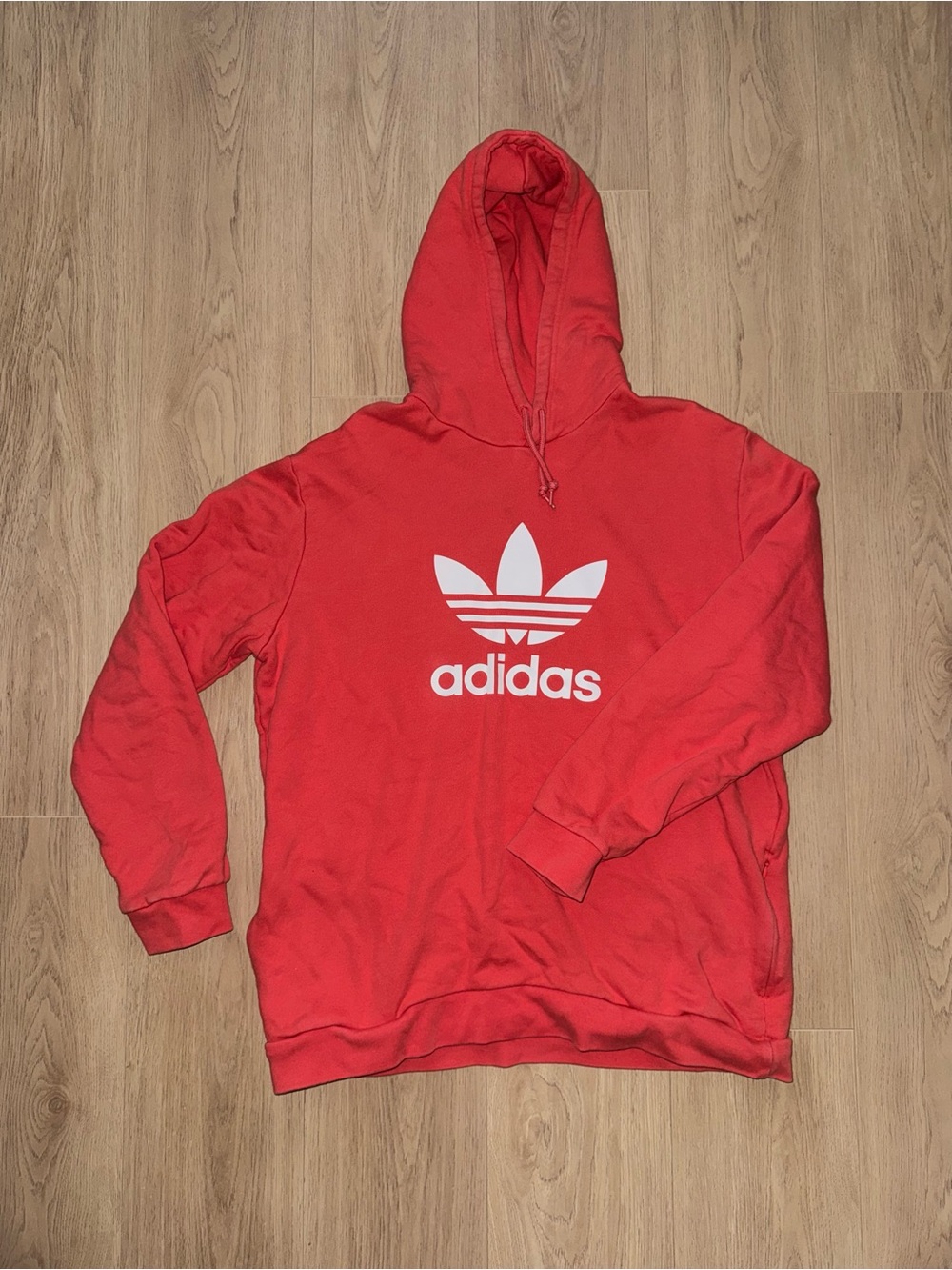adidas Red Trefoil Logo Hoodie Pullover - Picture 2 of 5